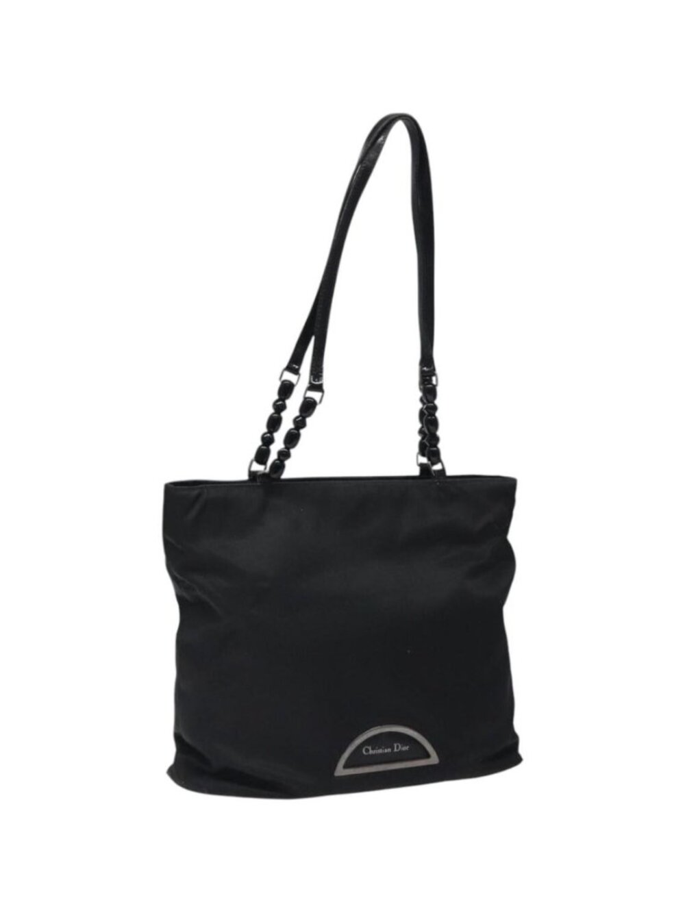 Christian Dior Tote Bag Nylon Black Silver